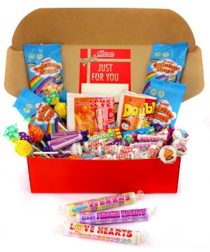 Vegan and Vegetarian Personalised Retro Premium Red Sweet Hamper 1.1kg